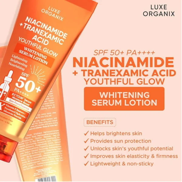 Niacinamide+Tranexamic Acid Youthful Glow, Whitening Serum Lotion